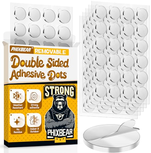 PHIXBEAR Upgraded 360Pcs Double Sided Tape Sticky Dots with Pull Tab, Removable Adhesive Mounting Putty No Trace Dots, 0.6 Clear Sticky Tack for Museum Picture Crafts & DIY