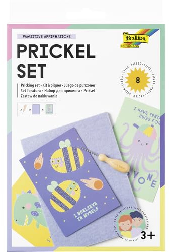 folia Pawsitive Affirmations 23619 Prickel Set, Craft Set with 1 Needle, 1 Felt Pad and 6 Motif Templates, Includes Instructions and DIY Ideas