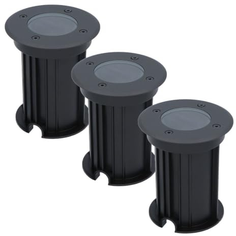 HOFTRONIC - 3er Set Maisy LED Bodeneinbaustrahler Außen Schwarz - IP67 Wasserdicht - GU10 (wechselbar) 230V - Befahrbar & Kratzfest - Bodenstrahler für Bäume, Terrasse, Decking & Pflastersteine