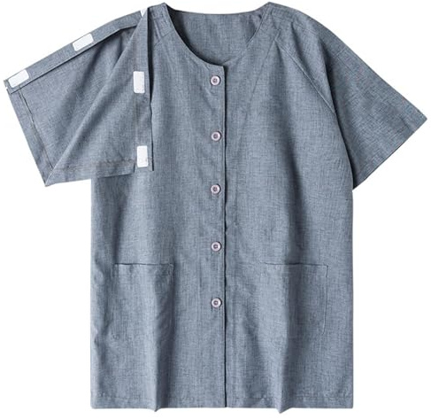 Generisch T-shirt post-chirurgie épaule Chemises homme T-shirt à manches courtes avec snap premium Vêtements chimio Vêtements manchette des rotateurs après opérations T-shirt de récupération
