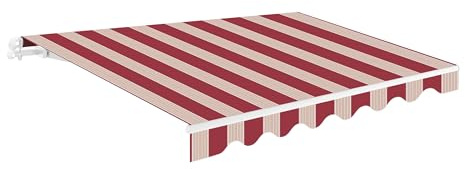 Toldo Retráctil Exterior 300x250cm Beige y Granate Poliéster – Lona Protección Solar UV - Estructura de Aluminio – Inclinación Regulable – Manivela Incluida – Manual Enrollable Terraza Jardín