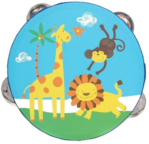 Tamburin für Kinder tragbare hölzerne Kinder Tamburin mit Metalljingles leicht zu pädagogischem Baby mit klarem Klang für junge Musiker Tiere
