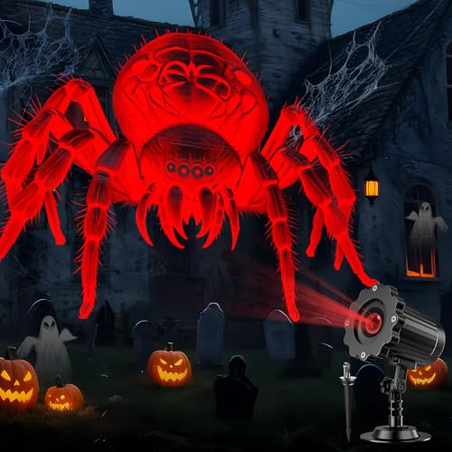 Giant Spiders Halloween Projector Outdoor Indoor,2026 Upgraded 3D Dynamic Halloween Decorations,Clearer Spider HD Patterns,Waterproof Holiday Light for Home Window Wall Cemetery Holiday Decor