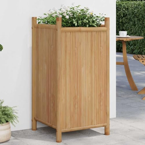 Gabionen Hochbeet, Pflanzkübel 40x40x80 cm Bambus für Garten, Terrasse, Restaurants, Gewerbe