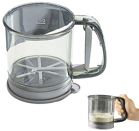Flour Sifter for Baking,One-Hand Press Baking Sifter with Double-Layer Fine Mesh,Portable Sifters for All Baking Flour Powdered Sugar Almond Powder and Cocoa Powder