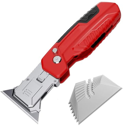 Navaja Multiusos Resistente, Cúter Plegable 2 en 1 con Almacenamiento de Cuchillas, Diseño Retráctil, for El Hogar, La Oficina y El Bricolaje