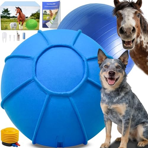 BabieDtOyG Herding Ball for Dogs, Dual Layered Herding Dog Ball Set for Australian Shepherd, Cattle, Collie, for Dog, Agility Equipment- Free Training Book