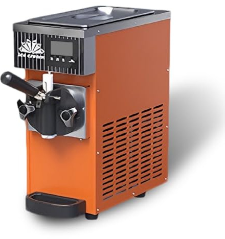 Soft serve ice cream machine - High output, 4-5 kg/hour, 450W, with LCD control panel, suitable for home and commercial use Orange