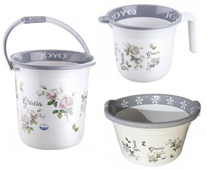 JOYO 3Pcs Gracia Set Includes: Jug1.1L / Bucket 18L / Tub (Silver)