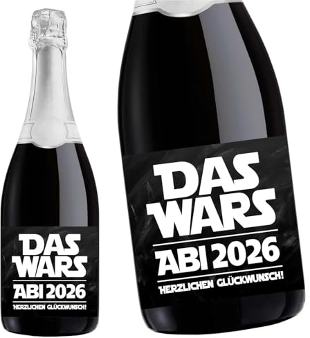 6 Stück Aufkleber Sektflasche, Abitur 2026 DAS WARS, Abi, Flaschenetikett, selbstklebend, glänzend, wischfest, Geschenk,Schwarz
