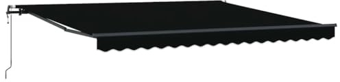 Favemtsl Tenda da sole retrattile nera, 400 x 300 cm, con braccio articolato, con telecomando, robusto telaio in alluminio e tessuto resistente, per terrazza, giardino e balcone, manuale e comoda
