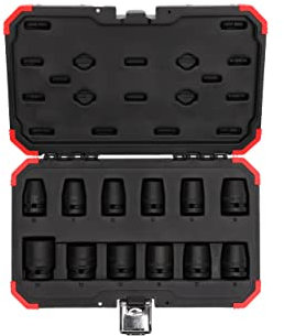 GEDORE red Schlagschrauber-Steckschlüssel-Satz, Set 12-tlg, 1/2, 6-kant Nuss, SW 10-24 mm, für KFZ/Auto, R63003012