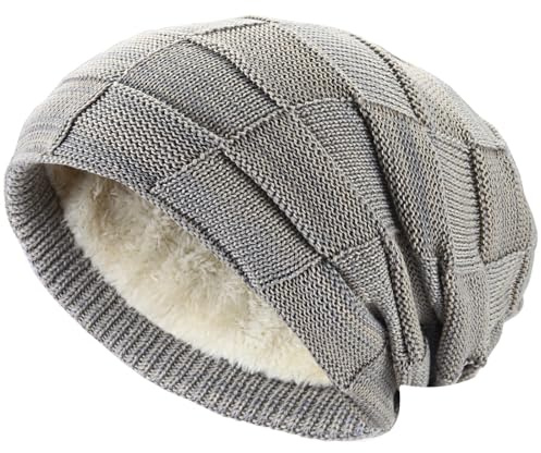 Hatstar Warme gefütterte Damen Beanie | Herren Mütze Wintermütze | Unisex Strickmütze | Flechtmuster mit Fleece Innenfutter