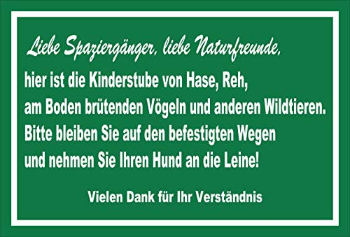 Melis-Folienwerkstatt Schild Wild-Tiere - Wege bleiben - 30x20cm - Bohrlöcher - 3mm Aluverbund – 20 VAR S00359-108-E