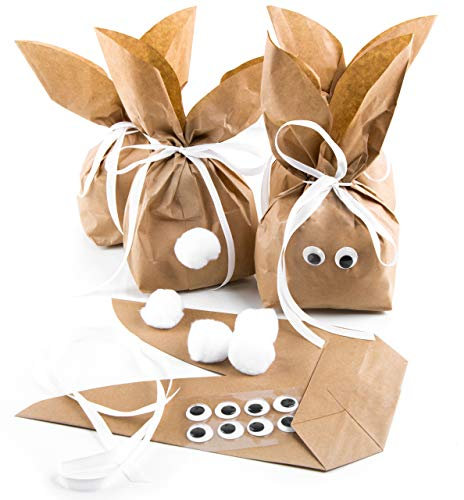 Logbuch-Verlag 5 natur Ostertüten braun weiß - Osterhasen Tüten als Osterverpackung für Ostergeschenk Osternest Hasentüten Ostern Verpackung