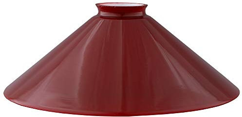 Paralume rosso Ø 250 mm con bordo del colletto, altezza: 90 mm, vetro rotondo di ricambio in vetro opale per E27