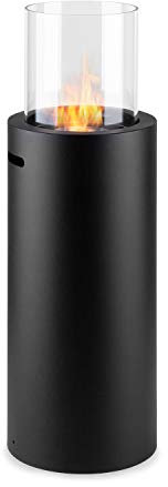 KLARSTEIN Phantasma Skyfire Chimenea de etanol, Chimenea Vertical, Quemador de Seguridad con 0,3 L, 2 Horas de duración, Asistente de Apagado, sin olores, Vidrio de Seguridad, Negro