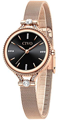CIVO Damen Uhr Klein Wasserdicht Analog Quarz Armbanduhr Damen Lederarmband Minimalistisch Kreative Uhr für Frauen