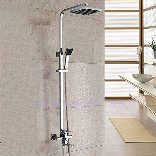 ALYHYB Duschset für Zuhause und Hotel - 10 Zoll quadratischer, ultradünner Regenduschkopf mit um 360 ° verstellbarem drehbarem Kopf - Wassersparender Massage-Handbrause mit Brauseschlauch/Halter