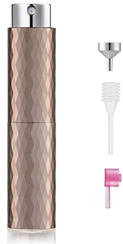 Toureal 8ml Aluminium Parfüm Zerstäuber Nachfüllbar Leer, Reise Parfümzerstäuber für Damen und Herren, Reisezerstäuber Flasche für unterwegs (Braun)