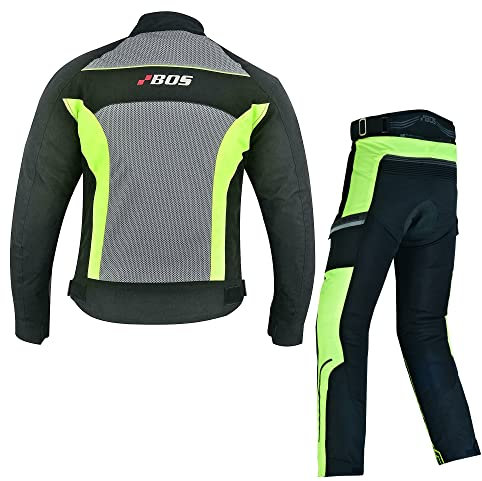 BOSmoto MOTORRADKOMBI JACKE + HOSE + HANDSCHUHEN - AUS TEXTILE für Motorrad Biker Chopper Cross (XXXXL)