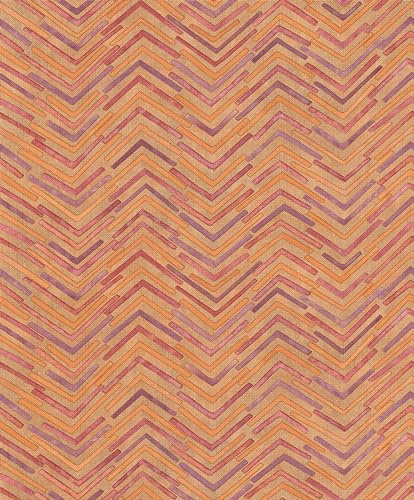 Rasch Tapeten 560978 - Vliestapete mit Dreiecksmuster in 3D-Optik in Orange Lila Rot aus der Kollektion Barbara Home Collection III - 10,05 m x 0,53 m (LxB)