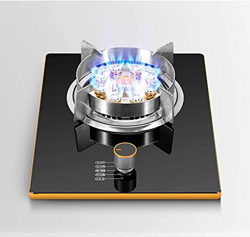 Samnuerly Estufa de Gas, Estufa de Gas de sobremesa/Placa de cocción Individual empotrada, Quemador de Anillo de Fuego Feroz de Nueve cavidades de 7,0 Kw, con Control de Temperatura y Placas de Acero