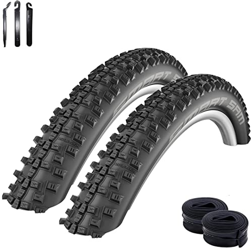 2 x Schwalbe Smart Sam Performance schwarz 57-584 (27,5 x 2,25) + 2 Schwalbe Schläuche AV19 inkl. Reifenheber