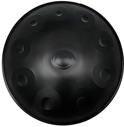 PROPFE Handpan Drum Instrument, Handpan in d-Moll 10 Noten 22 Zoll Handtrommel aus Stahl mit weicher Handpan Tasche, 2 Handpan Hämmer, Handpan Ständer.