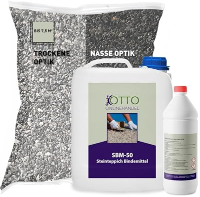 ST-EP Steinteppich Komplett-Set (Grigio Carnico) für ca. 7,5m² inkl. 2K Epoxidharz Bindemittel, natürlicher Steinboden, Marmorkies