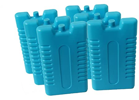 CROSS COUNTRY Ice Blocks - 6 Pack Home Freezer Blocks | Portable Camping Ice Packs | Long Lasting Reusable Ice Blocks for Cool Bags, Lunch Boxes | 200 ml Non-Toxic Ice Pack Cooler (Blue)