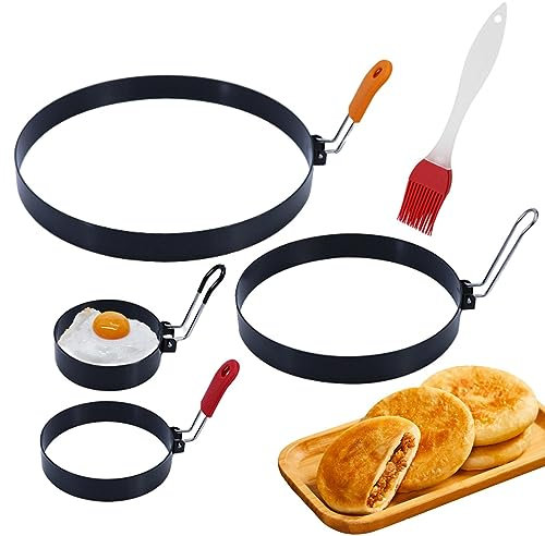 VENTDOUCE Anillos de Huevo a la Plancha - 5 unids/Set moldes Redondos antiadherentes para Huevos para freír,Molde para sándwich de Huevo, formador de Huevo, Molde para panqueques, Accesorios