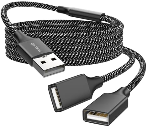 MOGOOD USB-Splitter 1m, USB-A auf 2 Buchsen, Laden+Daten, PC, Mac, schwarz | Nylon-Geflecht, Aluminium, 480Mbps, Laden & Daten, Plug-Play, Multiport, USB-Hub, Ladeadapter, Büro, Reisen, Zuhause, Gaming