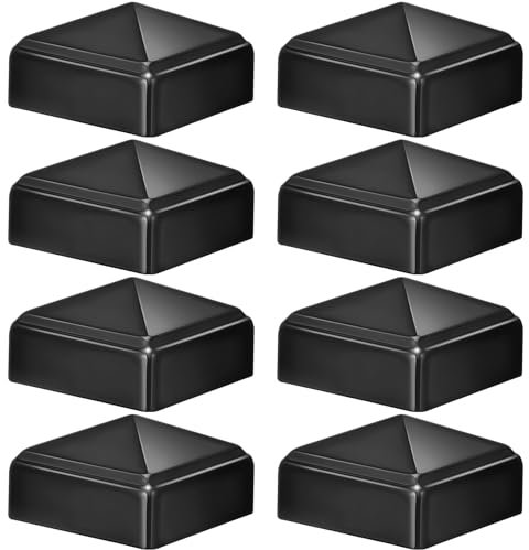 Pelopy 8 Pcs Aluminum Pyramid Post Caps for True 2 x 2 Wood/Metal Fence Posts of Decks or Corridors, Black Fence Post Caps Outdoor Mailbox Post Cover