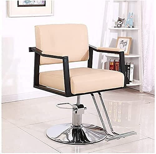 Haarschneide-Salonstuhl, Styling-Salon, Friseurstuhl, Beauty-Friseur-Drehstuhl, Styling-Stühle, hydraulischer Lift (beige)