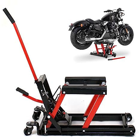 Motorrad-Wagenheber 680 kg Hebebühne Montagebock – Schwerlast-Klappbare Hebebühne für Fahrrad, Motor, Cruiser, Straße – Garagen-Reparaturständer mit breitem Hebegestell