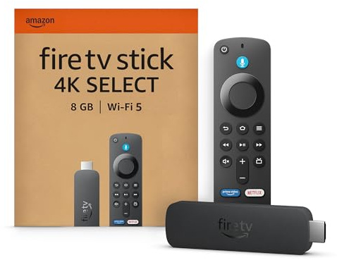 Zertifiziert und generalüberholt Amazon Fire TV Stick 4K Select (neueste Generation), beginne mit dem Streamen in 4K, Hunderttausenden von Filmen und Serienfolgen sowie kostenlosem Live-TV