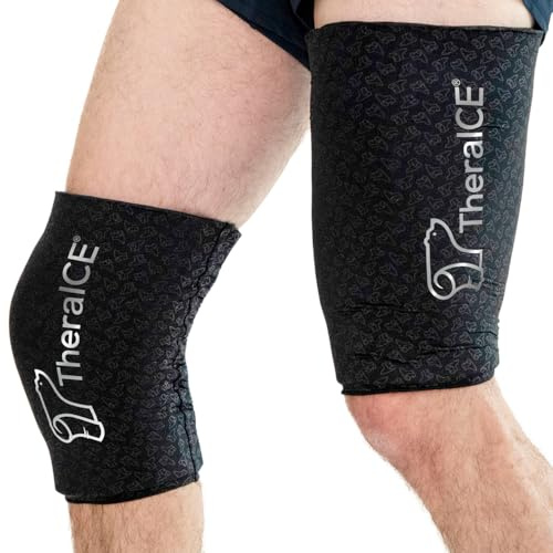 TheraICE Knee Ice Pack Wrap PRO Compression Sleeve for Injuries | Reusable Gel Cold Packs Brace Cold Wrap Recovery for Meniscus ACL MCL Surgery | FocusZone for Extra Cooling & Pressure | Women & Men