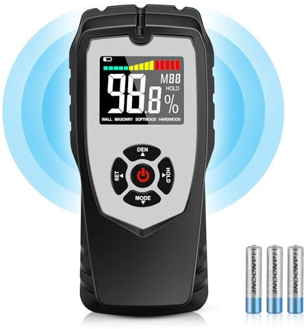 Flintronic Pinless Feuchtigkeitsmessgerät, Feuchtigkeitsmesser Detector mit LCD, Holzfeuchtemessgerät, Schimmel Messgerät Feuchtemessgerät für Wände Holz Baustoffe Putz Mauerwerk, 0-50mm Analysetiefe