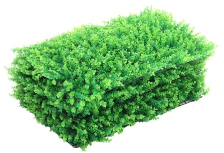 18 PCS Artificial Leaves Hedge Panels Hedge Wall Panels Artificial Grass Backdrop Wall 40 X 60cm 4cm Green Grass Wall for Decor Privacy Fence Indoor Outdoor Garden (Eucalyptus Light Green, 18 Pcs)