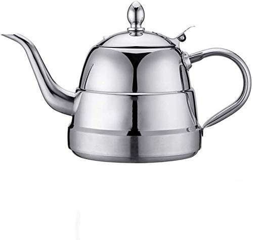 ARNUZ Hervidor de Acero Inoxidable Grueso 304 de Fondo Plano, hervidor pequeño, Cocina de inducción, Estufa eléctrica, hervidor hervido, Tetera de Agua, Tetera de Burbujas de té, 1,5 L, Pesa Rusa