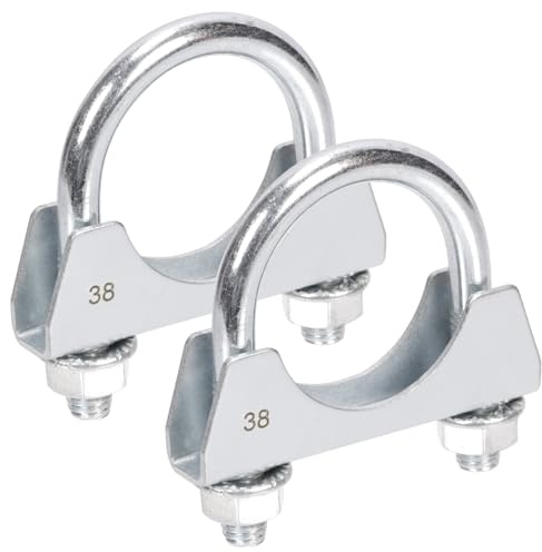 Rustark Lot de 2 colliers de serrage ronds en forme de U - En acier inoxydable - 38 mm - Pour tuyau d'échappement