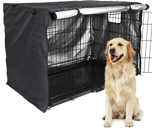 Hundekäfigabdeckung, 48x30x33in Hundekaefig Abdeckung für Hundehütten Langlebig Winddicht Wasserdichter Hundebox Abdeckung Faltbar Hundekäfig Hunde-Zubehör für den Innen- und Außenbereich