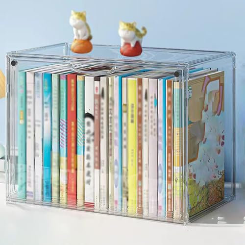 Acryl Vitrine Transparenter Aufbewahrungs-Organizer für Bücher, Vorne zu Öffnende Tür mit Magnetverschluss, Zusammensetzbare Acryl-Vitrine mit Schlitz, Staubdichte, wasserdichte Vitrine(39x25x29cm(15