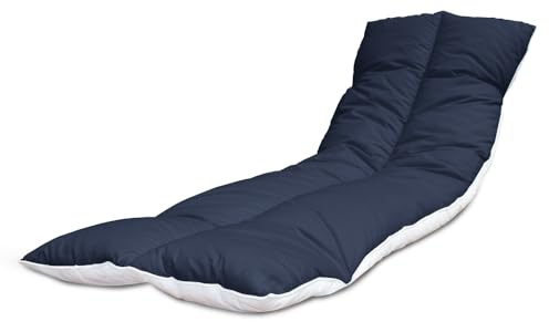 Lancashire Textiles Sun Lounger Cushion Folding Sunlounges Chair Cushions Topper Pads Reclining Home Garden Furniture Outdoor Cushion 190cm (Navy Blue, 60 X 190 CM (Pack of 1)
