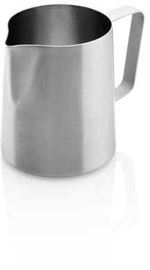 ETA Jarra de leche de acero inoxidable para espumar la leche, 350 ml, jarra de leche, barista, jarra de leche, capuchino, espresso, latte macchiato, blanco plano, perfecto para los amantes del café,