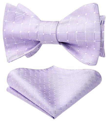 HISDERN Papillon Uomo Viola Chiaro Papillon e Pochette Uomo per Elegante Classico Matrimonio Affari Festa Lavoro