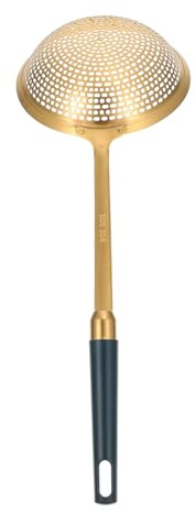COLLBATH Passoire à Friture Jaune Manche Ergonomique en Acier Inoxydable Résistante la Chaleur, Ustensile Cuisine Famille Restaurant
