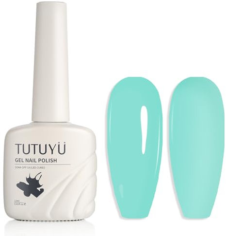 TUTUYU Mint Green Gel Nail Polish 12ml - Spring Summer Teal Green Nail Polish, Bright Light Green Gel Polish with Self-Leveling, Chip-Resistant & 28+ Days Long Lasting, Soak Off UV/LED Lamp Gel