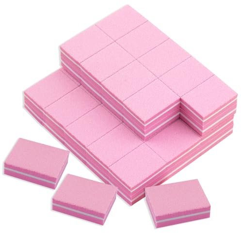 Nail Buffers Blocks, 50 Pcs 100/180 Grit Nail Buffing Block File Mini Double Sided Nails Buffer Sanding Block Pink for Home